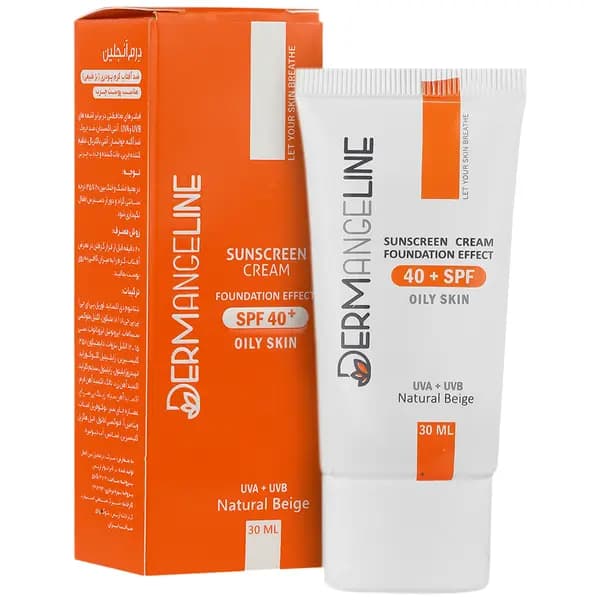 کرم ضدآفتاب کرم پودری SPF40 پوست چرب بژ طبیعی درم انجلین