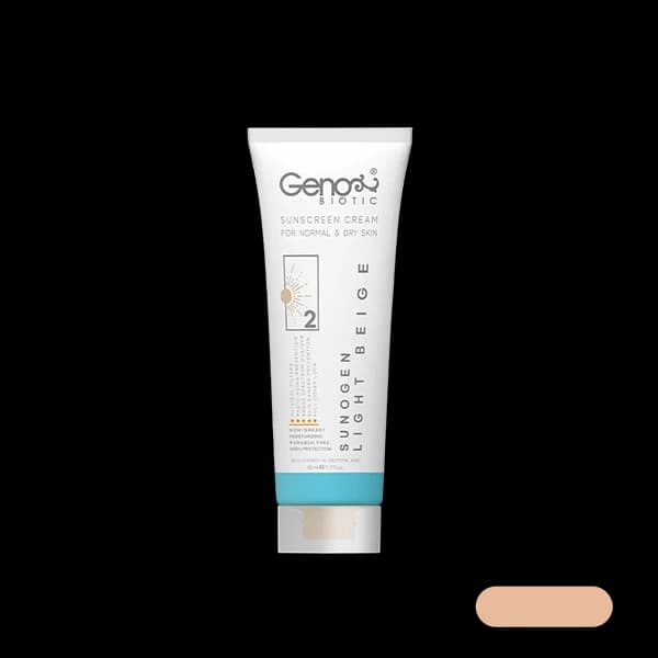 کرم ضدآفتاب ژنوبایوتیک SPF50 مناسب پوست خشک و معمولی (بژ روشن)