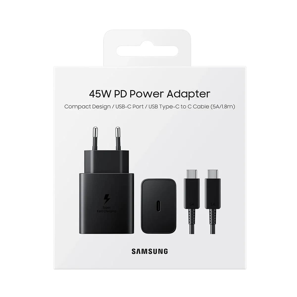 شارژر دیواری تایپ سی 45 واتی با کابل سامسونگ اصلی Samsung 45W USB-C Travel Adapter + Cable