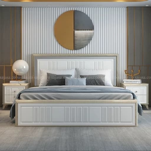 تخت خواب دونفره همراه با میز پایتختی دو عدد F897 مبلمان فرنا مدل 1145007