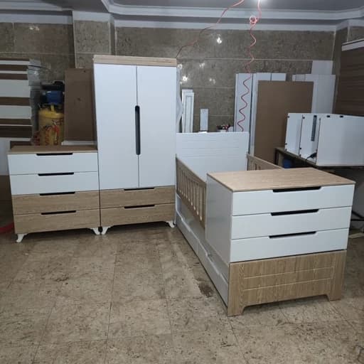 تخت نوزادی سیسمونی کودک کمد بچه سرویس خواب نوزاد تمام ام دی اف درجه یک شرکتی مبلمان فرنا مدل 1144967