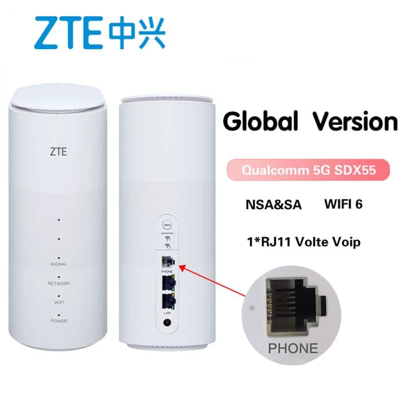 مودم روتر رومیزی سیمکارتی ZTE MC801A 5GTDLTE4G استوک بهمراه آداپتور و کابل شبکه — تصویر ۴