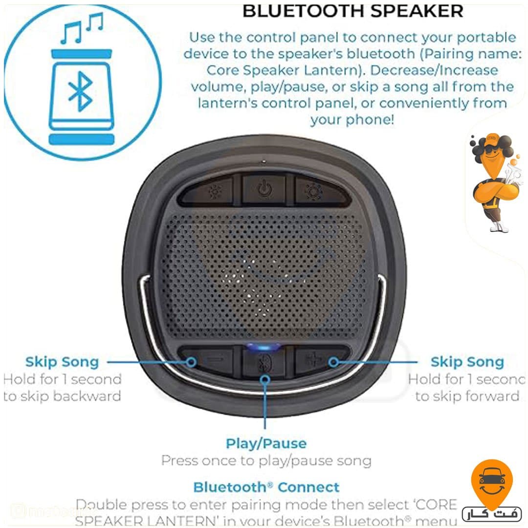چراغ کمپینگ شارژی 1250 کُر 1250 Lumen Rechargeable Lantern with Bluetooth Speaker — تصویر ۶