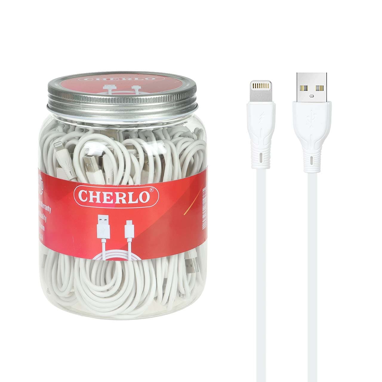 کابل شارژ 1.1 متری فست آیفون CHERLO – سفید (بسته 40 عددی) – SMO