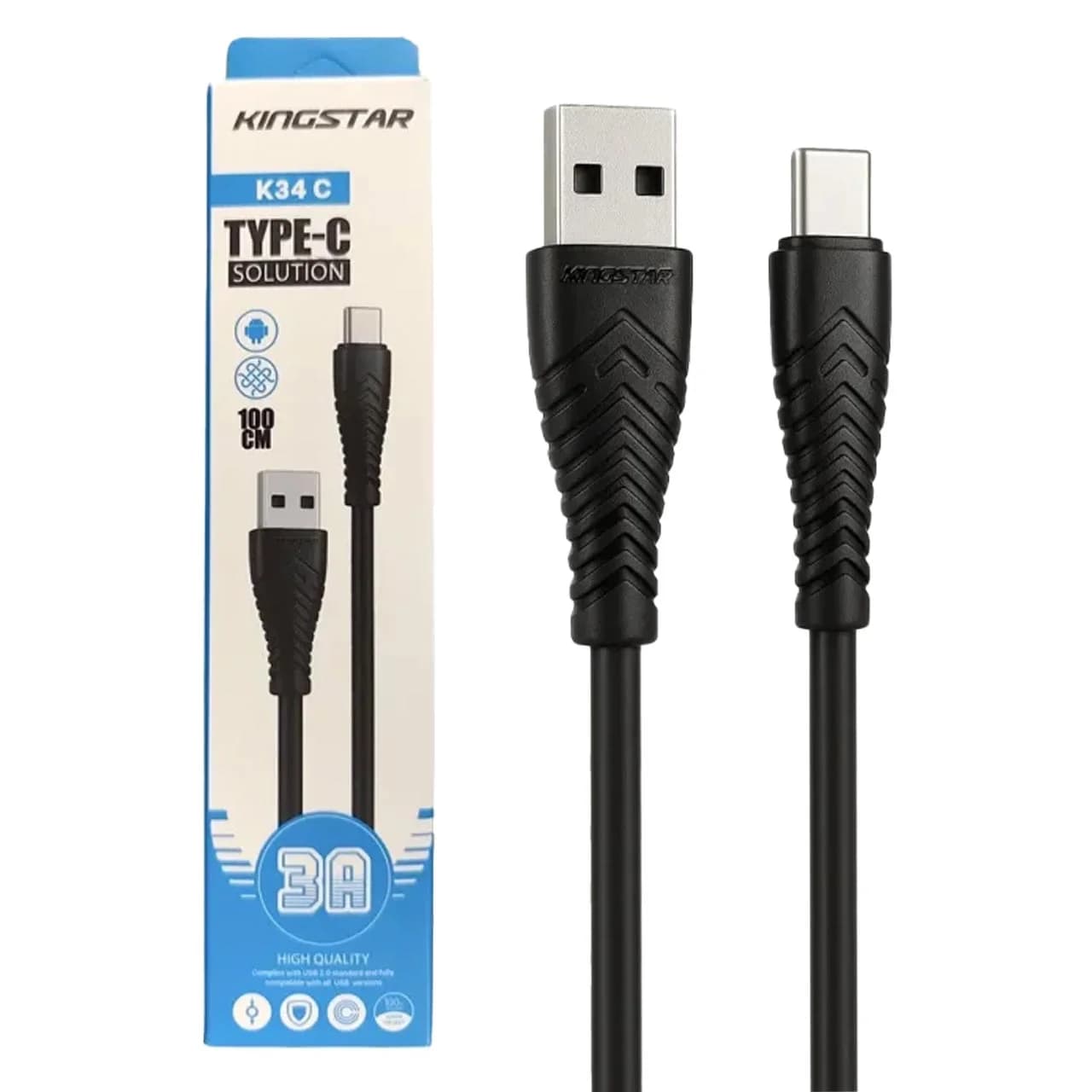 کابل شارژ KingStar Type-C مدل K34 C – مشکی (گارانتی متین) — تصویر ۲