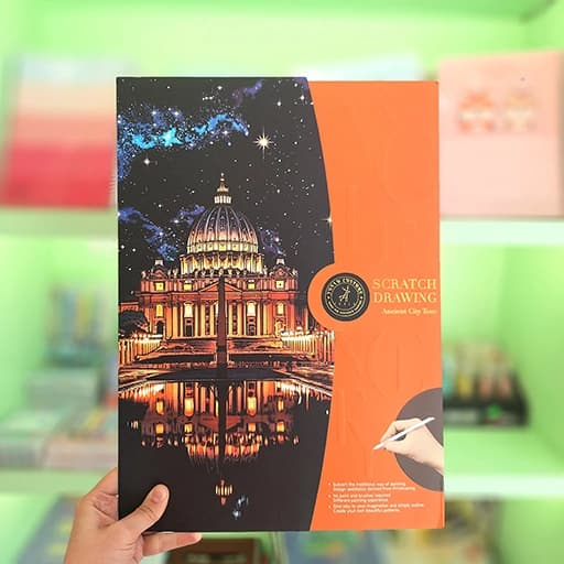 اسکراچ (نقاشی ذغالی) سایز آ3 طرح نماد شهر
