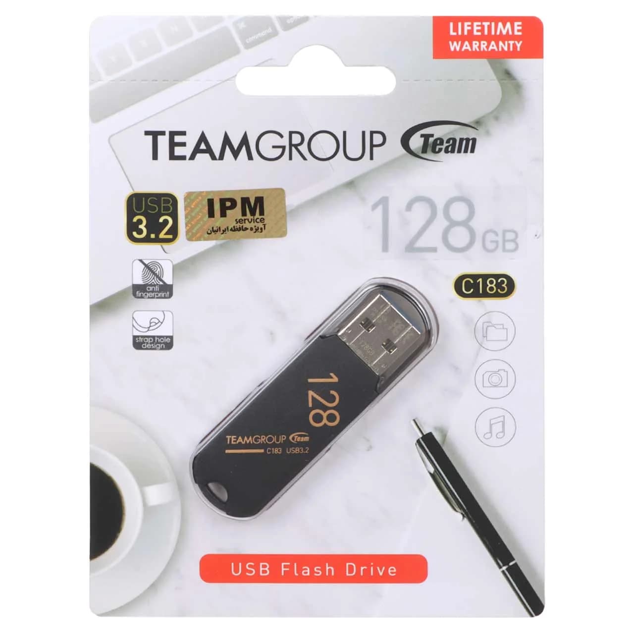 TeamGroup C183 USB3.2 Flash Memory – 128GB مشکی (گارانتی IPM)