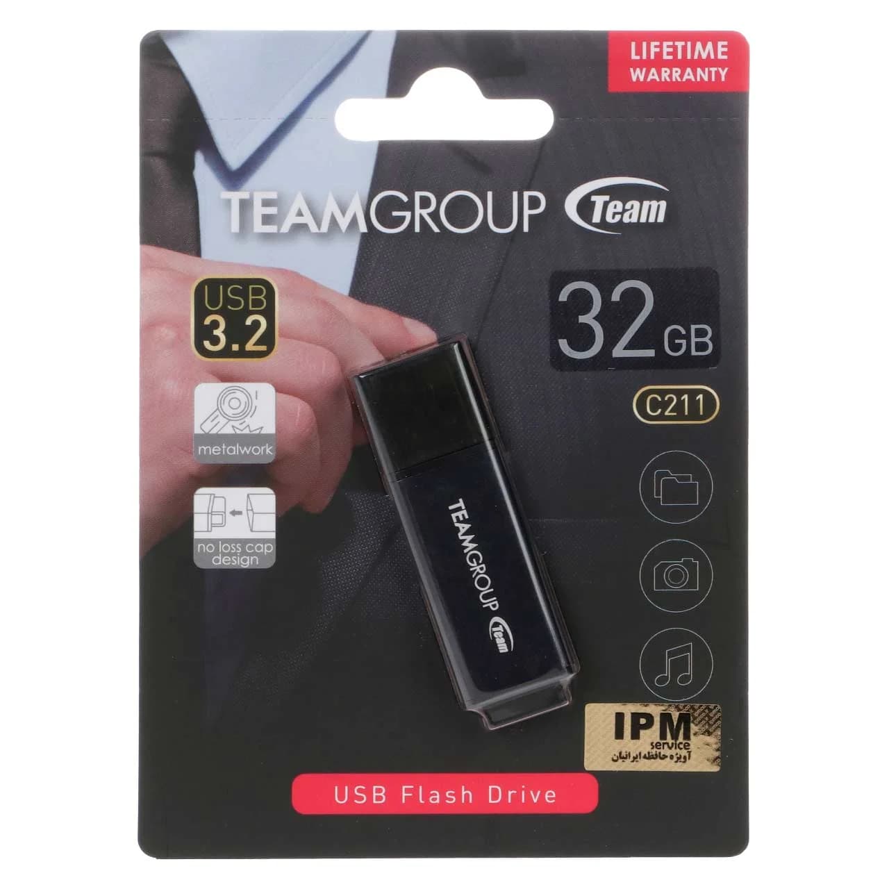 TeamGroup C211 USB3.2 Flash Memory – 32GB مشکی ( گارانتی IPM)
