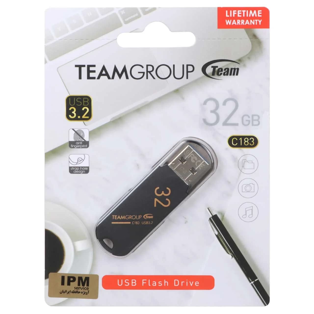 TeamGroup C183 USB3.2 Flash Memory – 32GB مشکی (گارانتی IPM)