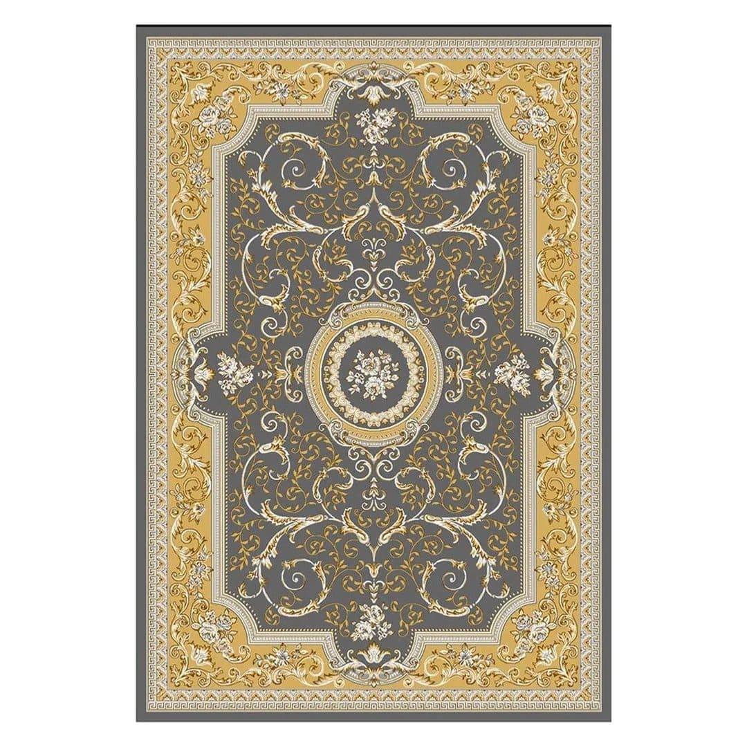 فرشینه مخمل ترک طرح ترنج شاهانه کرم کد U9-558