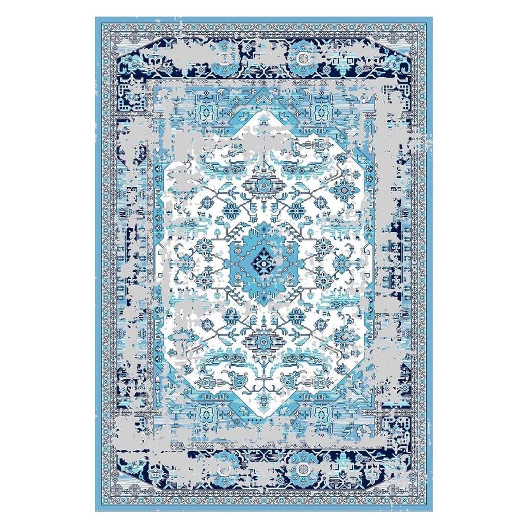 فرشینه مخمل ترک طرح وینتیج آسمانی کد U9-487
