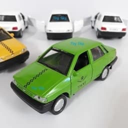 اسباب بازی – ماکت ماشین – پراید صبا تاکسی – Pride Saba Taxi – فلزی – عقبکش – دربهای جلو بازشو – رنگ سبز — تصویر ۲
