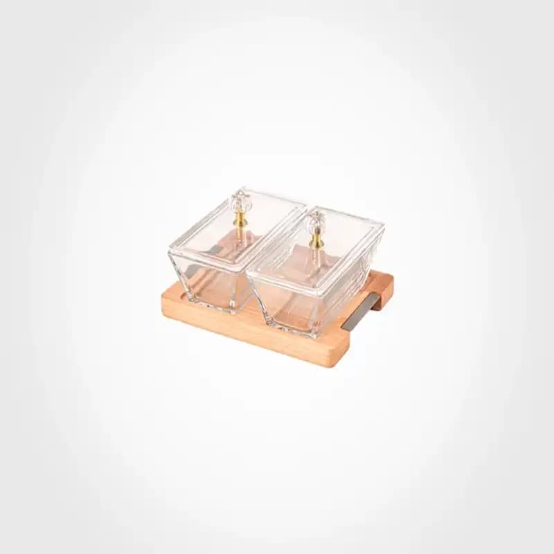 اردو خوری مستطیل 2 خانه پایه چوبی لیمون کد 224759
