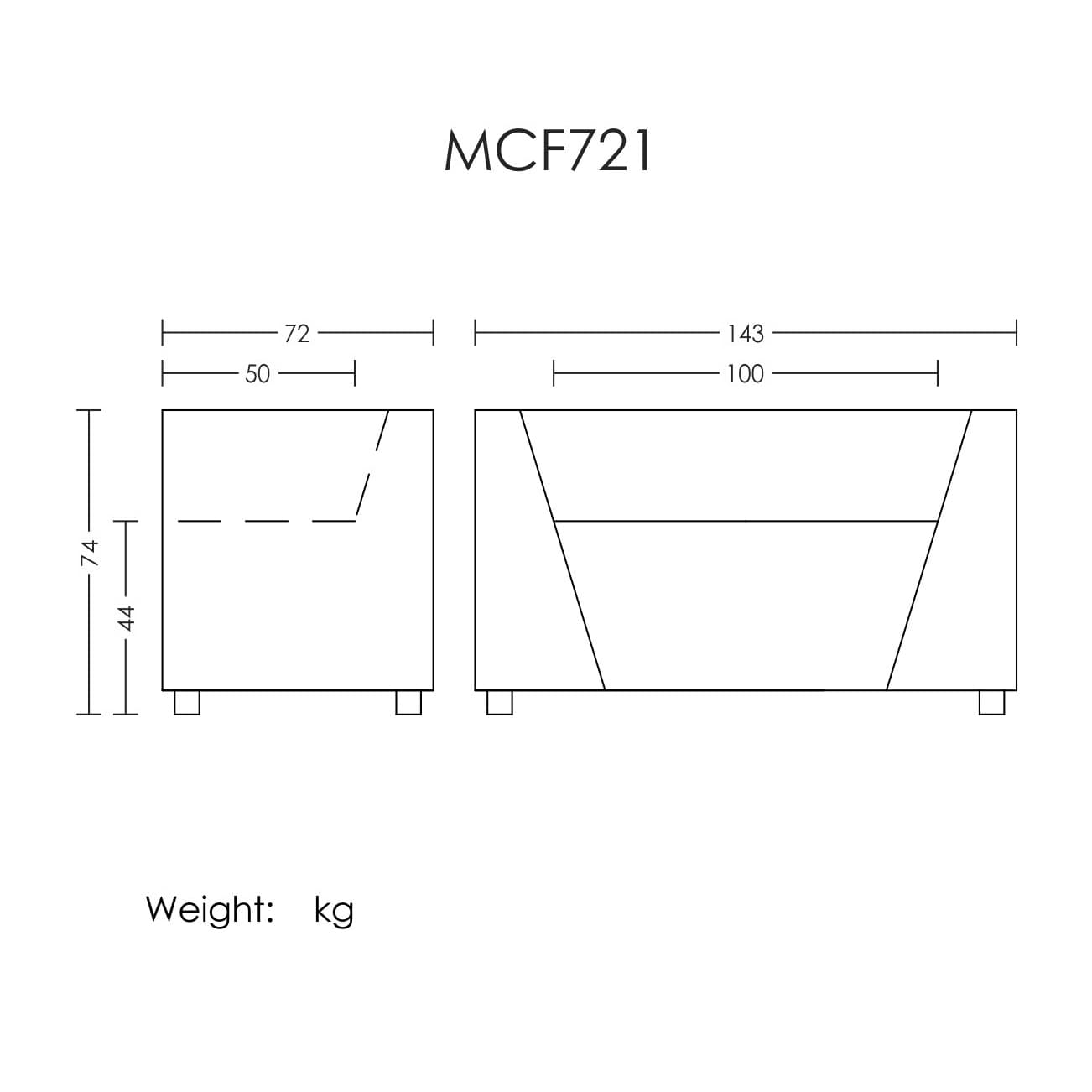 ‌مبل مکعبی دونفره دو دسته مدل MCF-721 آرتمن — تصویر ۲
