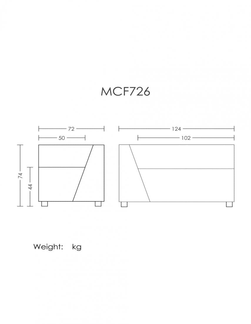 ‌مبل مکعبی دونفره تک دسته مدل MCF-726 آرتمن — تصویر ۲