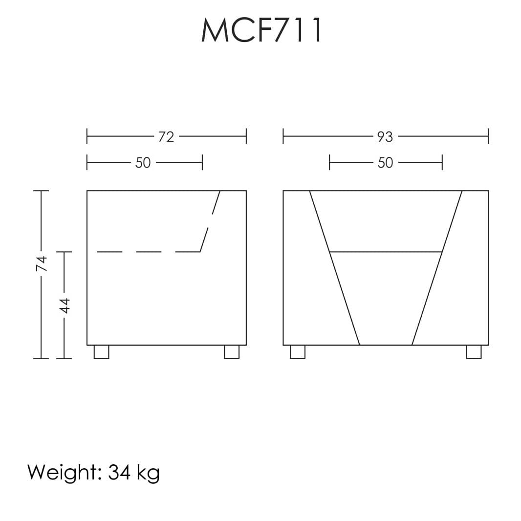 ‌مبل مکعبی تک نفره دو دسته مدل MCF-711 آرتمن — تصویر ۳