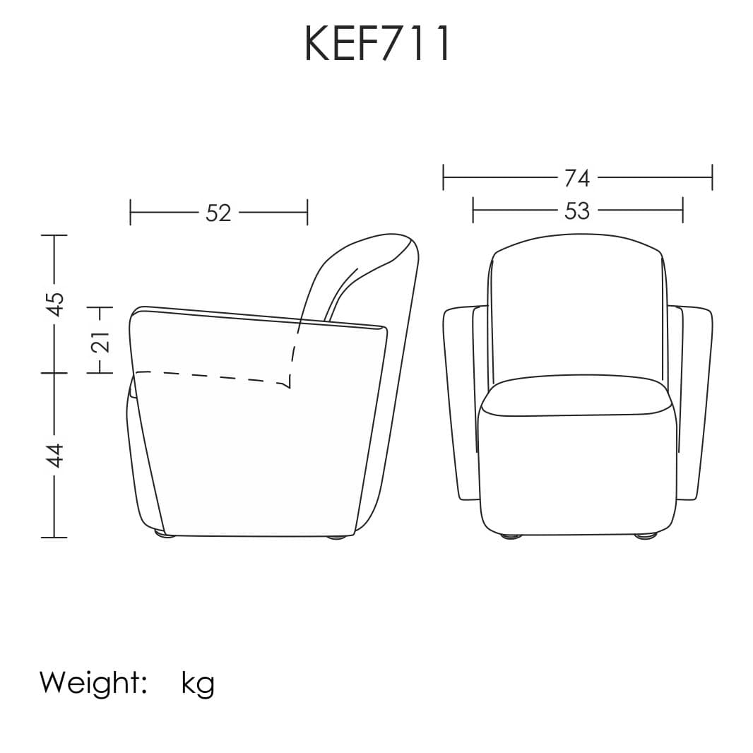 مبل تکنفره دسته دار KEF-711 آرتمن — تصویر ۴