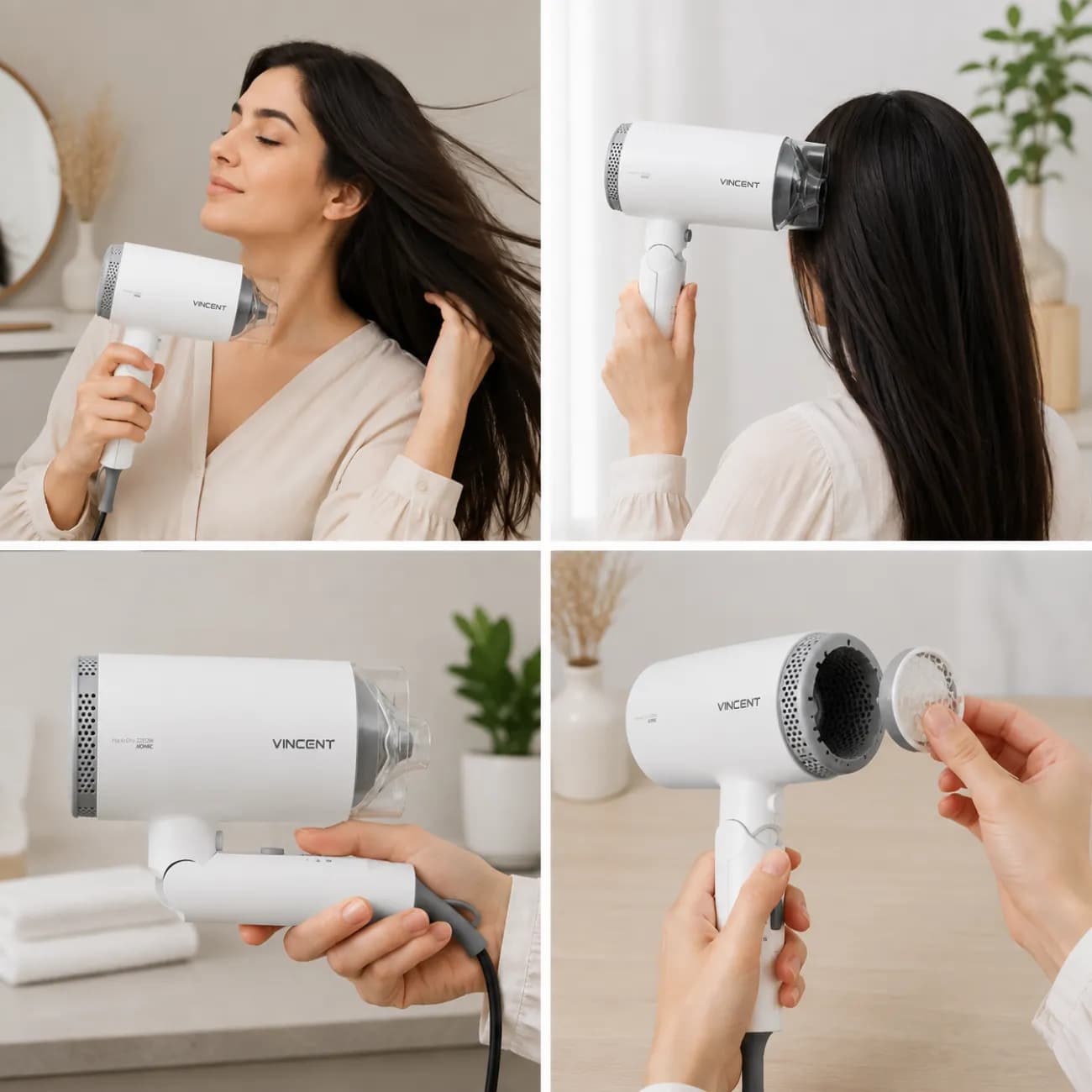 سشوار مسافرتی وینسنت Vincent مدل HD3120 توان 2000 وات — تصویر ۸