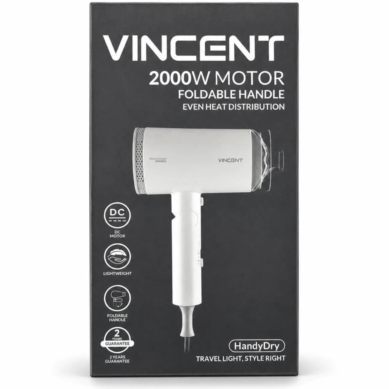 سشوار مسافرتی وینسنت Vincent مدل HD3120 توان 2000 وات — تصویر ۴