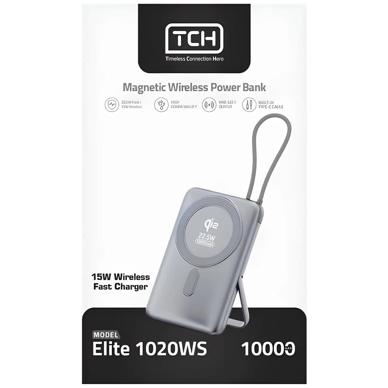 پاور بانک بی سیم تی سی اچ TCH مدل Elite 1020WS ظرفیت 10000 توان 22.5 وات — تصویر ۳