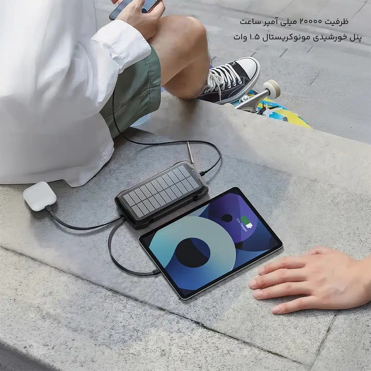 پاوربانک خورشیدی گرین لاین GL-PX82 ظرفیت 20000 میلی آمپر توان 22.5 وات — تصویر ۱۲