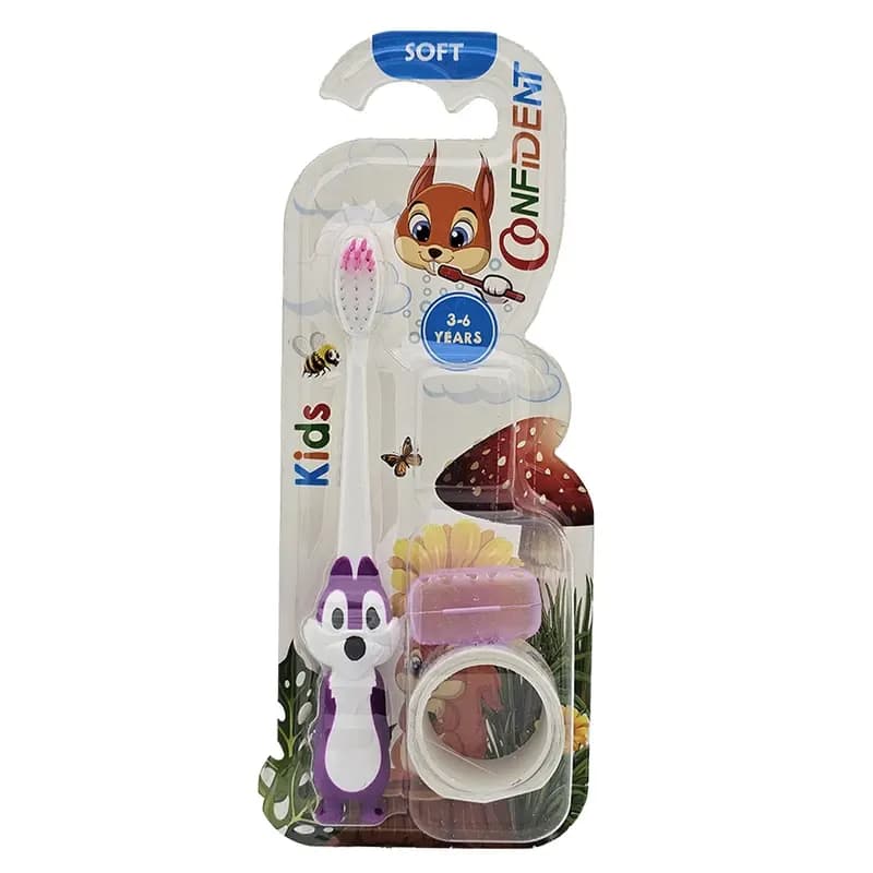 مسواک کودک کانفیدنت مدل Happy Squirrel Gift طرح سنجاب همراه با جایزه