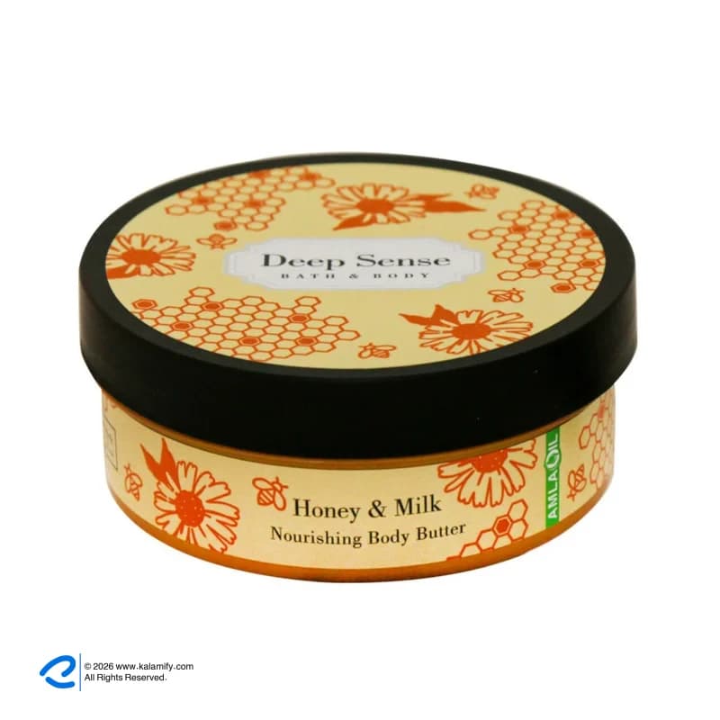 کره بدن دیپ سنس مدل Honey حجم 200 میلی‌لیتر مغذی و آبرسان قوی با کره شی، روغن نارگیل و آملا، ضد خشکی و نرم‌کننده پوست با جذب سریع و حفظ رطوبت طولانی‌مدت مناسب بانوان — تصویر ۱۰