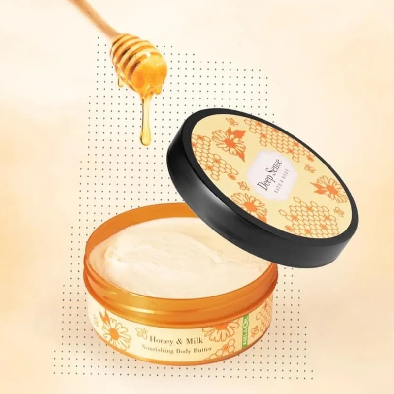 کره بدن دیپ سنس مدل Honey حجم 200 میلی‌لیتر مغذی و آبرسان قوی با کره شی، روغن نارگیل و آملا، ضد خشکی و نرم‌کننده پوست با جذب سریع و حفظ رطوبت طولانی‌مدت مناسب بانوان — تصویر ۴