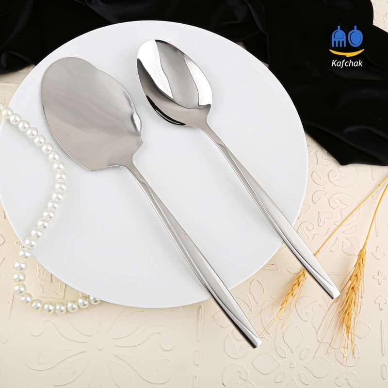 قاشق خورشت خوری برند کفچک – مدل ماینز – استیل مات و براق