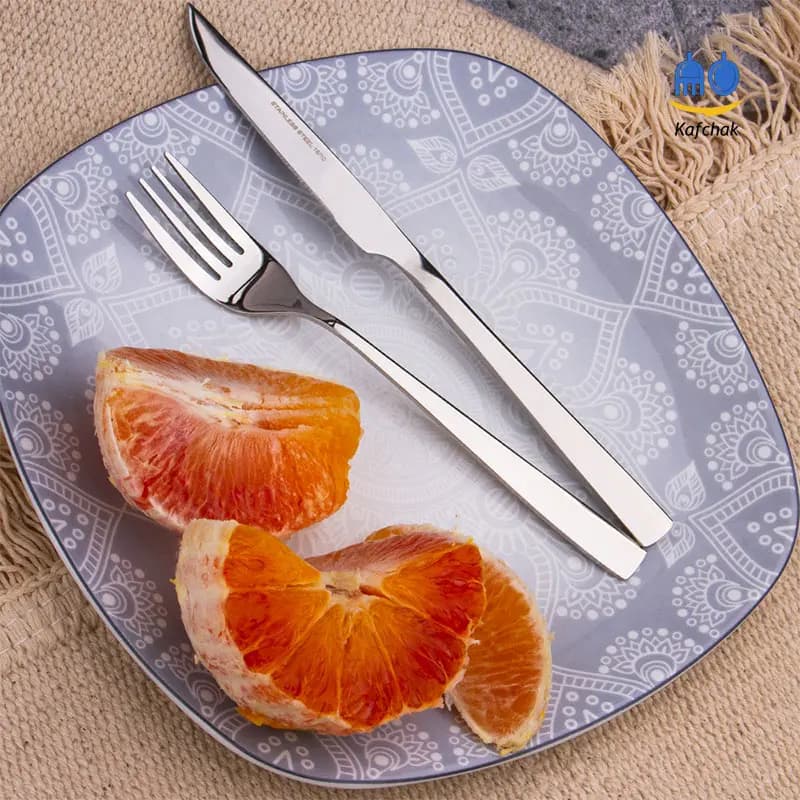 کارد و چنگال میوه خوری برند Lowen Home – مدل شیکاگو – استیل براق
