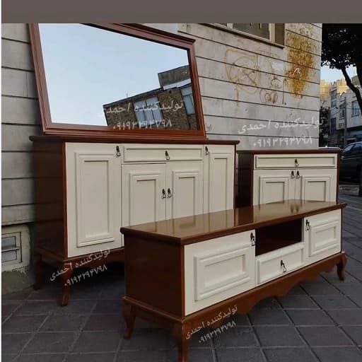 آینه کنسول ست میزتلویزیون جاکفشی لوکس مبلمان اورلین مدل 976036