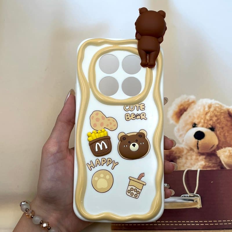 قاب گوشی Redmi Note 14 Pro 4G شیائومی Toy Friend عروسکی برجسته ضد ضربه محافظ لنز دار طرح تدی کد 249792