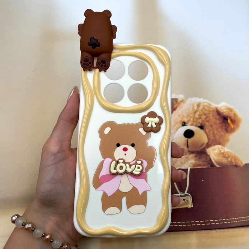 قاب گوشی Redmi Note 14 Pro 4G شیائومی Toy Friend عروسکی برجسته ضد ضربه محافظ لنز دار طرح خرس کد 204719