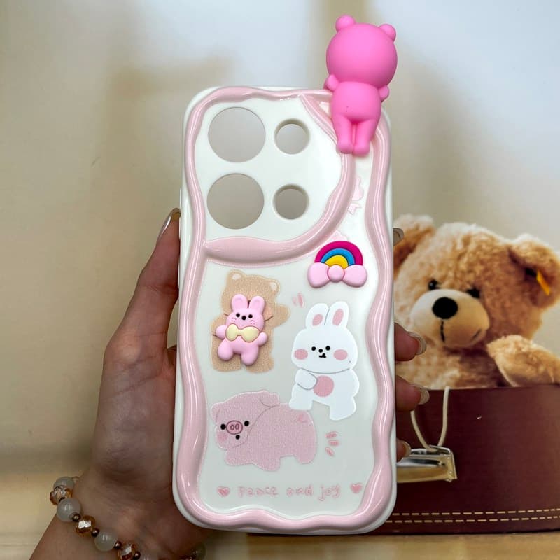 قاب گوشی Redmi Note 14S / Redmi Note 13 Pro 4G / Poco M6 Pro 4G شیائومی Toy Friend عروسکی برجسته ضد ضربه محافظ لنز دار طرح حرگوش کد 528426