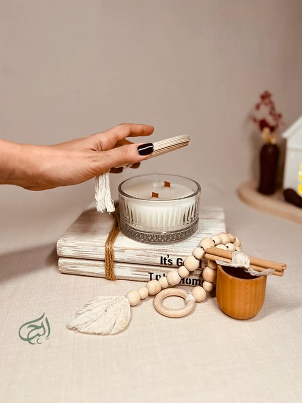 شمع ظرف شیشه ای ( جار درب دار چوبی) — تصویر ۴