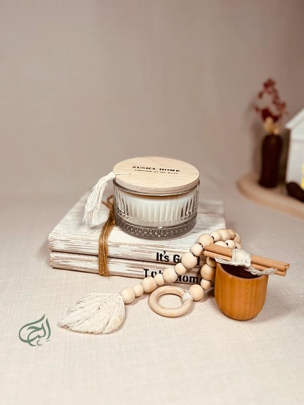 شمع ظرف شیشه ای ( جار درب دار چوبی) — تصویر ۲