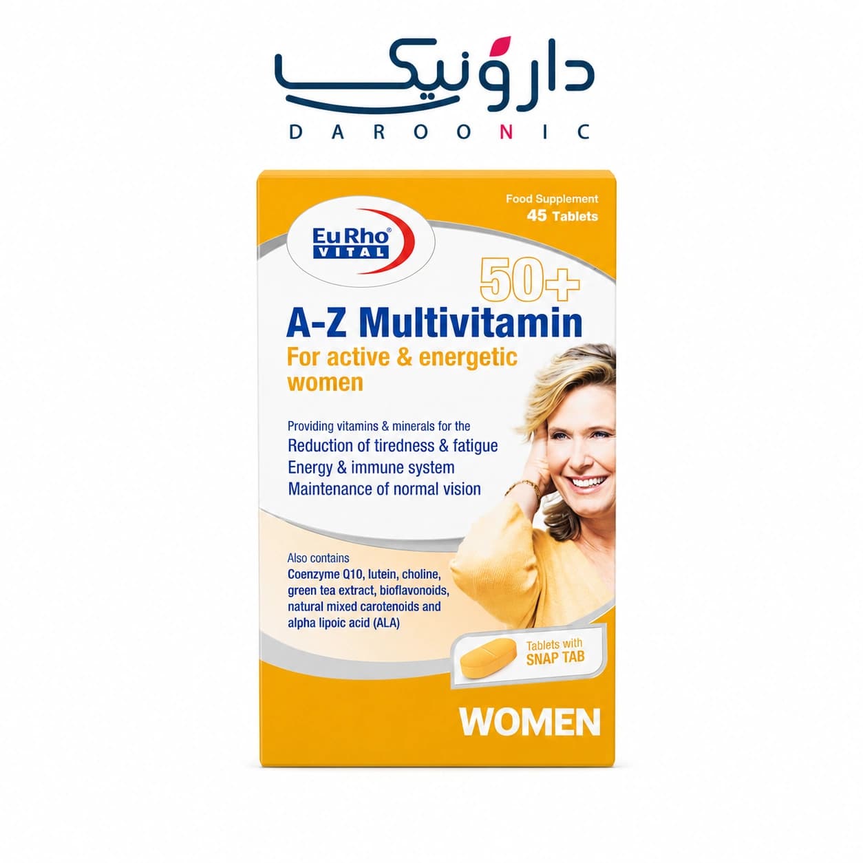 قرص A-Z مولتی ویتامین بانوان بالای 50 سال یوروویتال 45 عددی EuRho Vital A-Z Multivitamin 50+ Women
