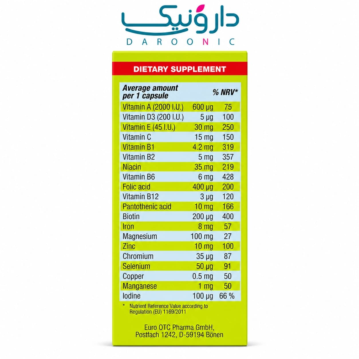 کپسول دیافیت یوروویتال 60 عددی EuRho Vital DiaFit 60 Caps — تصویر ۲