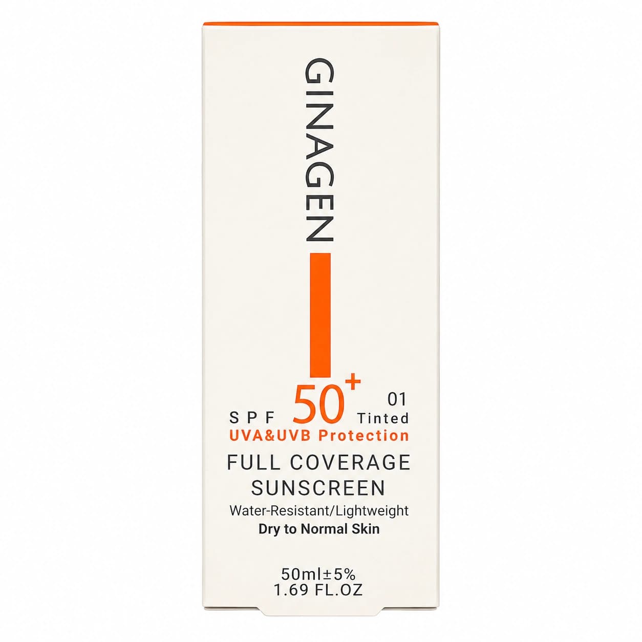کرم ضد آفتاب رنگی SPF50 ژیناژن (پوست خشک و نرمال) 01