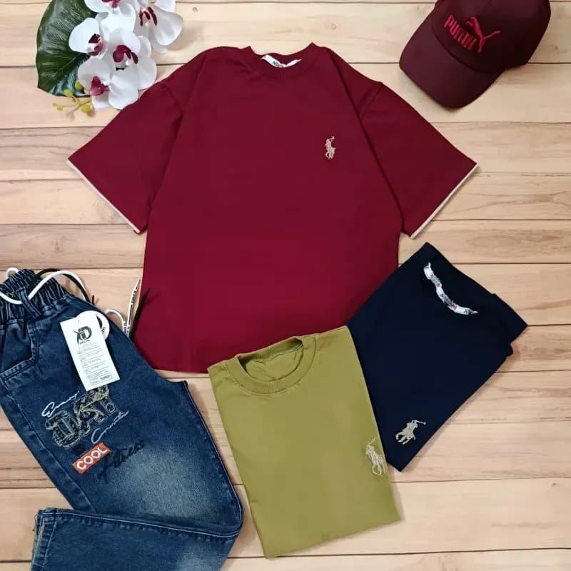 تیشرت نخی پنبه سوپر گلدوزی شده نوجوان Polo یقه کشباف مدل لش — تصویر ۴