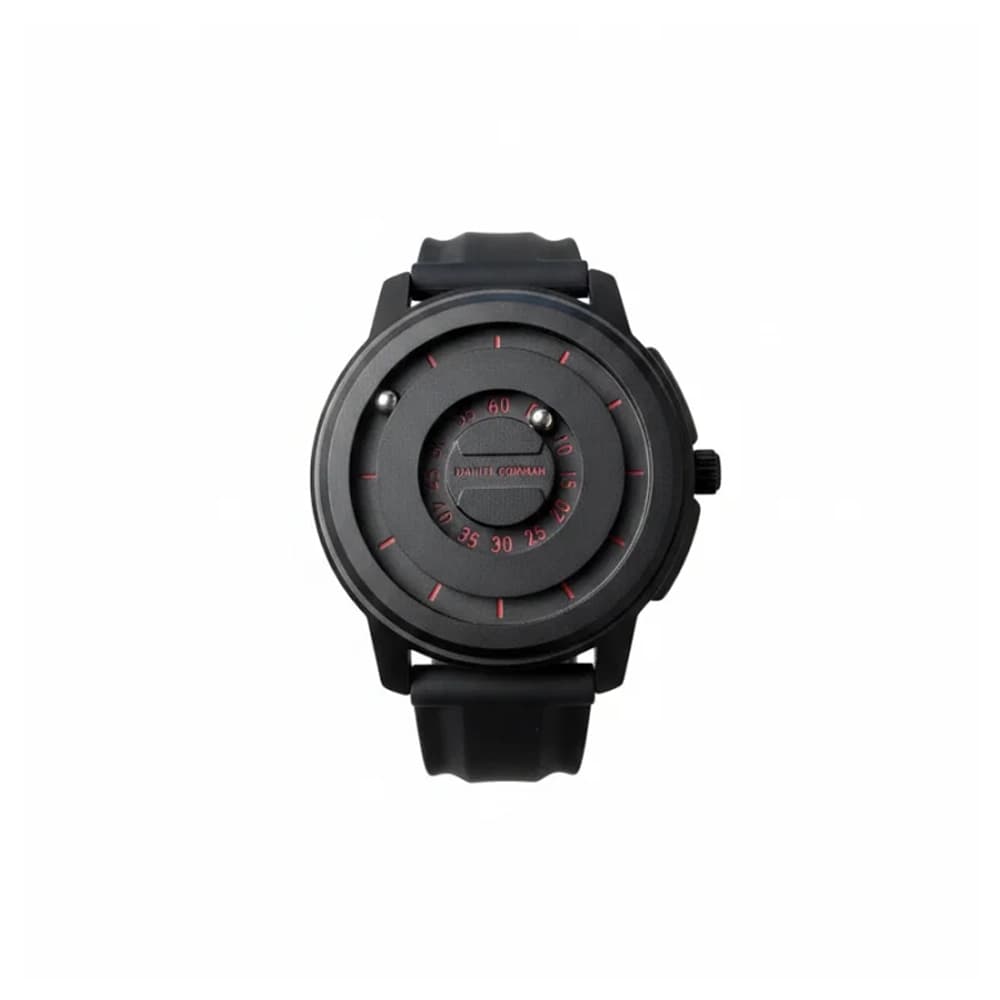 ساعت دنیل گورمن یونیسکس DG0118.kr استیل با بند رابر مشکی و کیس مشکی و ایندکس های قرمز و نشانگر زمان مگنتی و موتور تک حالته