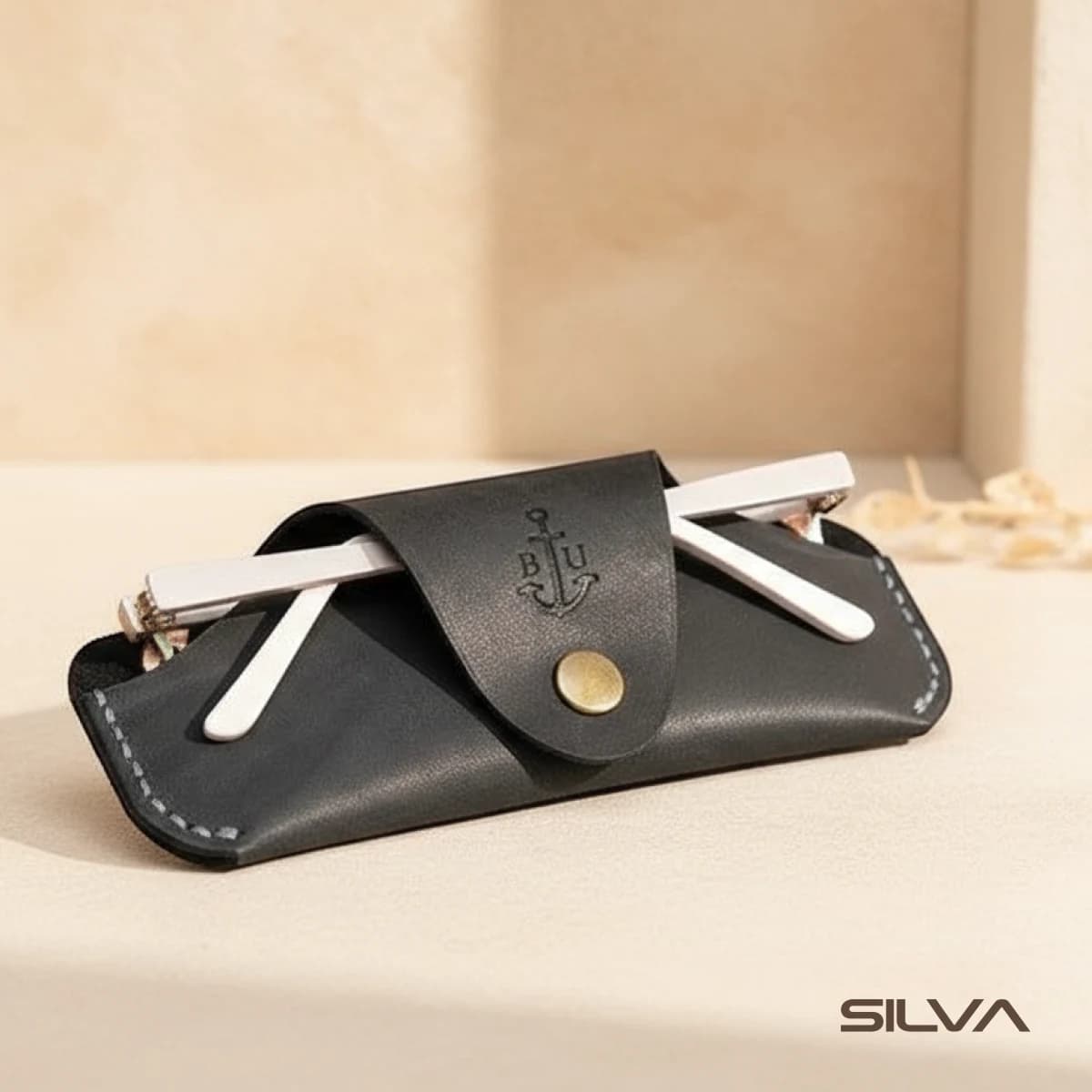 کیف عینک چرم طبیعی مدل Glass Bag 19 | سیلوا چرم