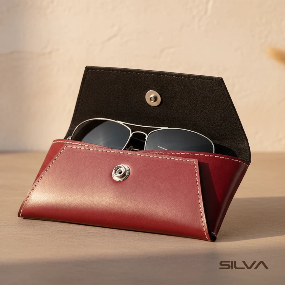 کیف عینک چرم طبیعی مدل Glass Bag 11 | سیلوا چرم