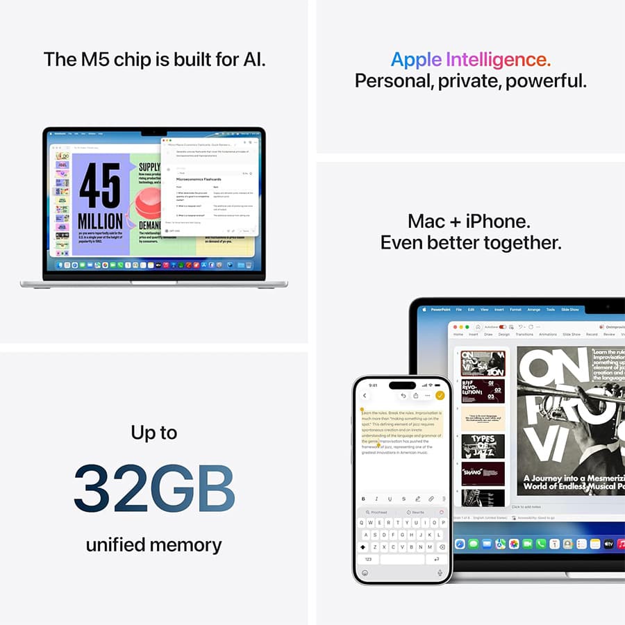 مک بوک ایر 13 اینچ MDHD4 M5 2026 24GB 1TB Starlight — تصویر ۴