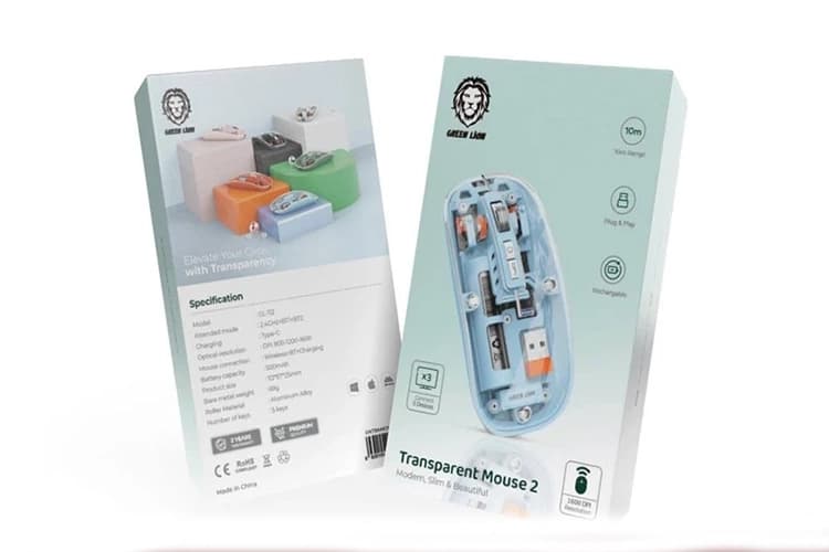 موس Wireless برند Green Lion شفاف مدل GL -112 — تصویر ۳