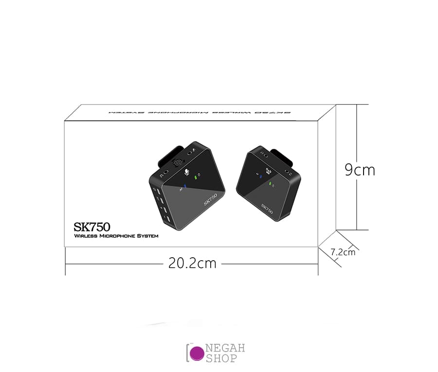 میکروفون بی سیم گوشی و دوربین SK750 wireless microphone زیر — تصویر ۸
