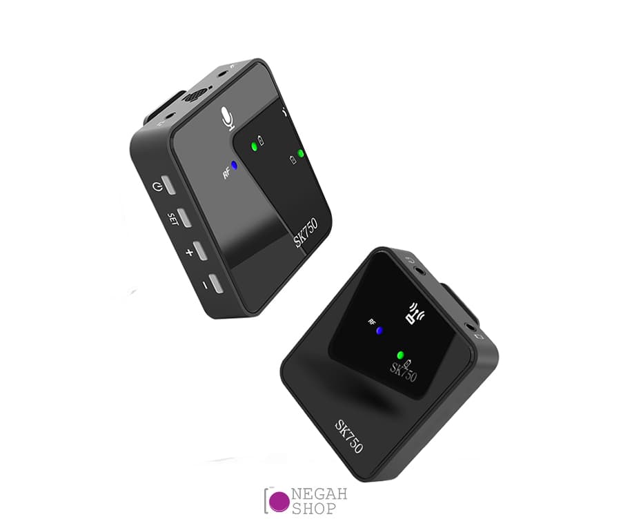 میکروفون بی سیم گوشی و دوربین SK750 wireless microphone زیر — تصویر ۷