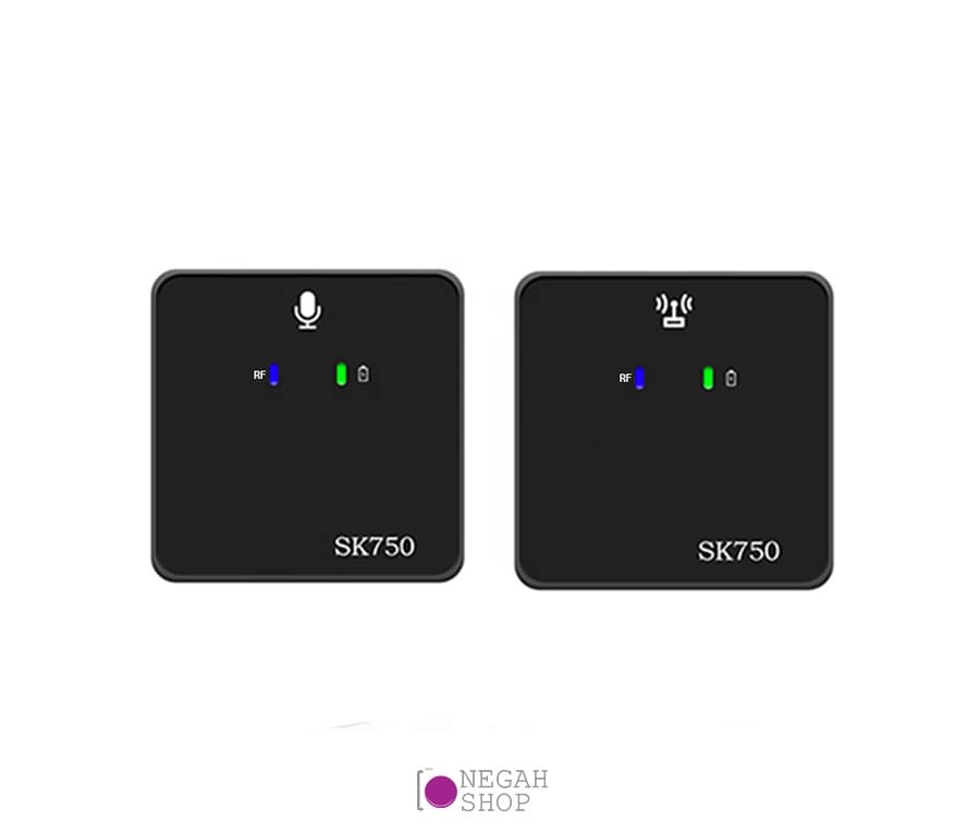 میکروفون بی سیم گوشی و دوربین SK750 wireless microphone مدل دو کاناله زیر — تصویر ۶