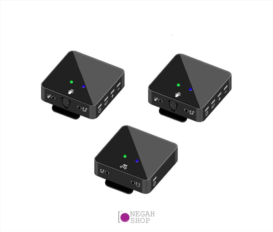 میکروفون بی سیم گوشی و دوربین SK750 wireless microphone مدل دو کاناله زیر — تصویر ۴