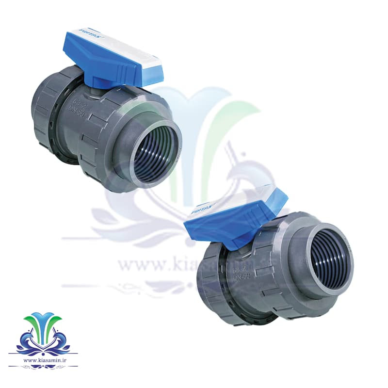 شیر توپی مهره دار یکسر دنده upvc — تصویر ۲